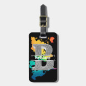 名前パーソナライズされたモノグラムイニシャルシルバーレターB ラゲッジタグ (正面縦)