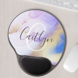 名前パーソナライズされたモノグラムパープルウォーターLuxe ジェルマウスパッド<br><div class="desc">この魅力的なスタイル抽象芸術薄紫水の色を簡単絵を描にパーソナライズしフェイクて、あなたの詳細と金ゴールドスプレー背景カスタムをスプレー。</div>