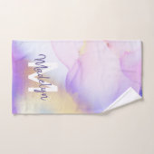 名前パーソナライズされたモノグラムパープルウォーターLuxe ハンドタオル (ハンドタオル)