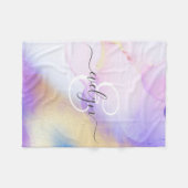 名前パーソナライズされたモノグラムパープルウォーターLuxe フリースブランケット (正面(横))