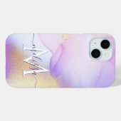 名前パーソナライズされたモノグラムパープルウォーターLuxe Case-Mate iPhoneケース (裏面 (横))