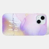 名前パーソナライズされたモノグラムパープルウォーターLuxe Case-Mate iPhoneケース (裏面 (横))