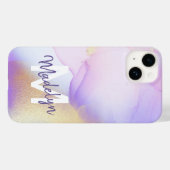 名前パーソナライズされたモノグラムパープルウォーターLuxe Case-Mate iPhoneケース (裏面 (横))