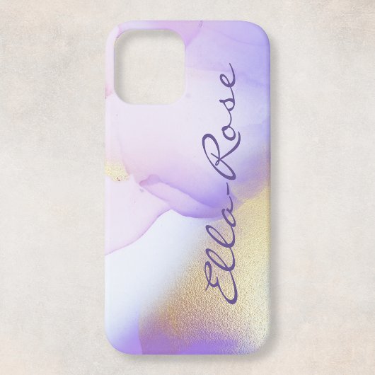 名前パーソナライズされたモノグラムパープルウォーターLuxe Case-Mate iPhoneケース