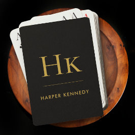 名前パーソナライズされたモノグラムブラック金ゴールド トランプ