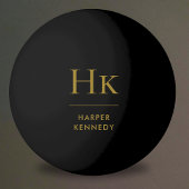 名前パーソナライズされたモノグラムブラック金ゴールド 卓球ボール