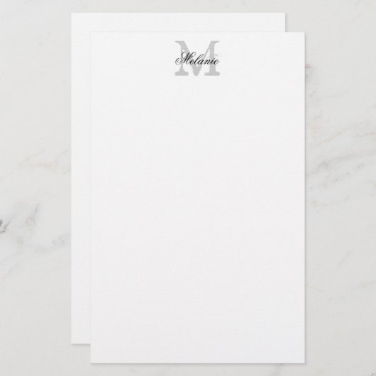 名前パーソナライズされたモノグラムロゴ文房具紙 便箋 (正面/裏面)