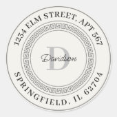 名前パーソナライズされたモノグラム差出人住所ラベル ラウンドシール (正面)