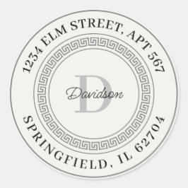名前パーソナライズされたモノグラム差出人住所ラベル ラウンドシール