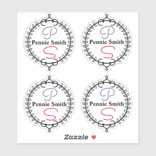 名前パーソナライズされたモノグラム澄んビニール シール (シート)