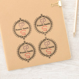 名前パーソナライズされたモノグラム澄んビニール シール