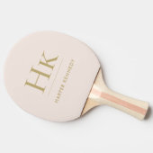 名前パーソナライズされたモノグラム赤面ピンク金ゴールド 卓球ラケット (横)