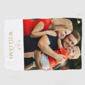 名前パーソナライズされたモノグラム金ゴールド写真 ゴルフタオル (横)