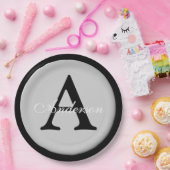 名前パーソナライズされたモノグラム銀金属ボタン ペーパープレート (パーティー)