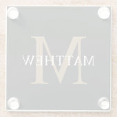 名前パーソナライズされたモノグラム黒 ガラスコースター (裏面)