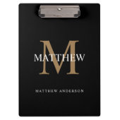 名前パーソナライズされたモノグラム黒 クリップボード (正面)