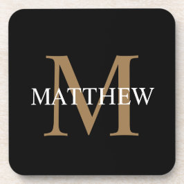 名前パーソナライズされたモノグラム黒 コースター