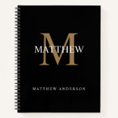 名前パーソナライズされたモノグラム黒 ノートブック (正面)