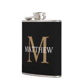 名前パーソナライズされたモノグラム黒 フラスク (左)