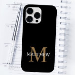 名前パーソナライズされたモノグラム黒 Case-Mate iPhone 14 PRO MAXケース<br><div class="desc">あなたの名前をカスタムするとパーソナライズされたモノグラムで独自の黒い丸い電話ケースを作成する。</div>