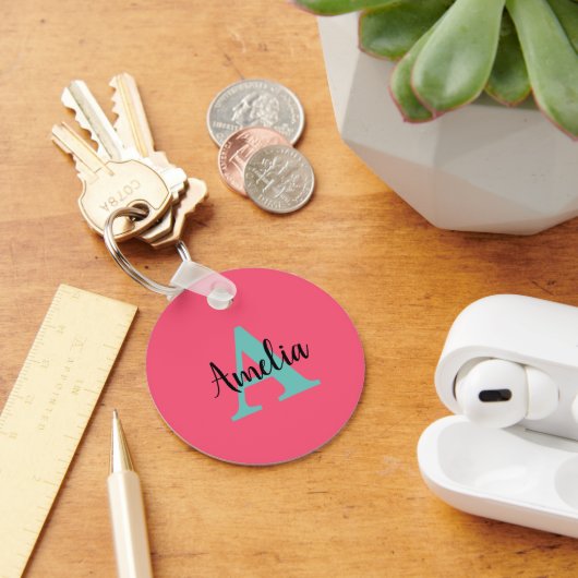 名前パーソナライズされたモノグラム キーホルダー (デスク)