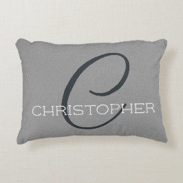 名前パーソナライズされたモノグラムCイニシャルブラックグレー アクセントクッション