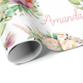 名前パーソナライズされたユニコーン愛かわいらし ラッピングペーパー (ロールコーナー)