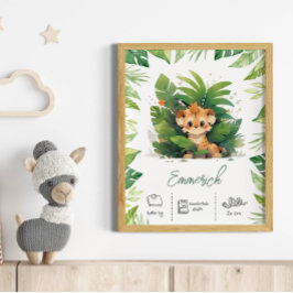 名前パーソナライズされたライオンボホ子供部屋アートプリント ポスター