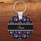 名前パーソナライズされたライトパープルグリッター キーホルダー (正面)