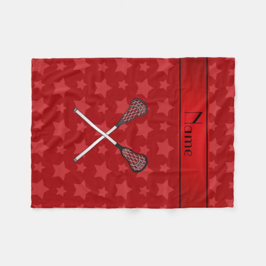 名前パーソナライズされたラクロス赤星 フリースブランケット (正面(横))