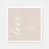 名前パーソナライズされたラブスクリプトシャンパン スタンダードカクテルナプキン (正面)