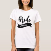 名前パーソナライズされたリボンモダンスクリプトブライド Tシャツ (正面)
