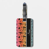 名前パーソナライズされたレインボーグリッター体操 ラゲッジタグ (裏面縦)