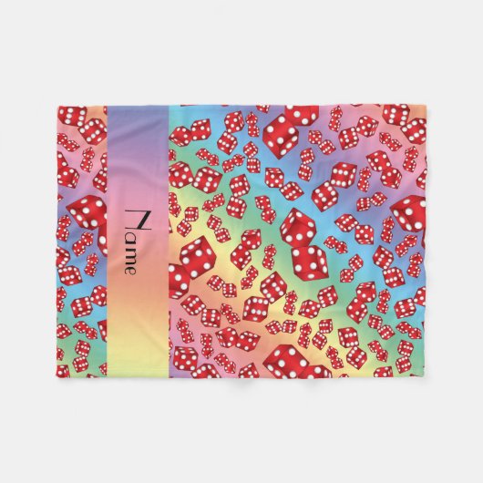 名前パーソナライズされたレインボーサイコロパターン フリースブランケット (正面(横))