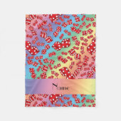 名前パーソナライズされたレインボーサイコロパターン フリースブランケット (正面)