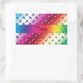 名前パーソナライズされたレインボーダイヤモンドプレート鋼 長方形シール (バッグ)