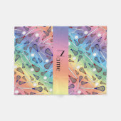 名前パーソナライズされたレインボーラクロスパターン フリースブランケット (正面(横))