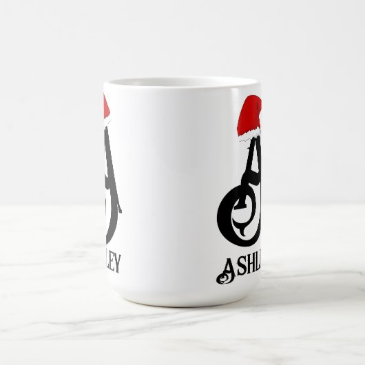 名前パーソナライズされたレタリング,モノグラムのクリスマス コーヒーマグカップ (中央)