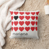 名前パーソナライズされたレッドブラックハートバレンタインデー クッション (ブランケット)