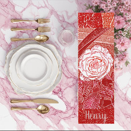 名前パーソナライズされたレッドローズフローラウォーターカラーアート ヨガマット