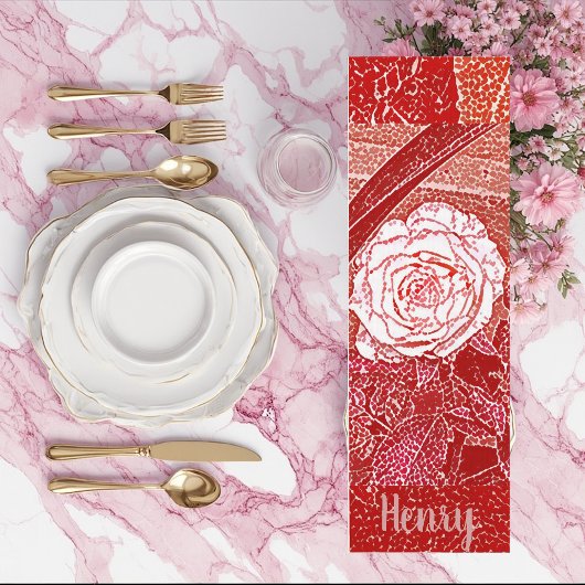 名前パーソナライズされたレッドローズフローラウォーターカラーアート ヨガマット