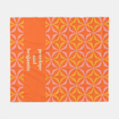 名前パーソナライズされたレトロオレンジ色の黄色の幾何学的 フリースブランケット (正面(横))