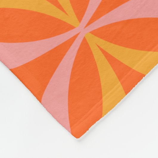 名前パーソナライズされたレトロオレンジ色の黄色の幾何学的 フリースブランケット (角)