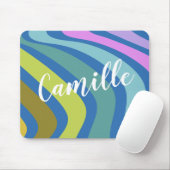 名前パーソナライズされたレトロカラフル幾何波形 マウスパッド (マウス)