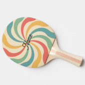 名前パーソナライズされたレトロストライプタイポグラフィ 卓球ラケット (横)