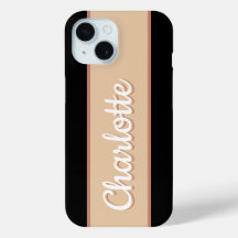 名前パーソナライズされたレトロストライプベージュブラック