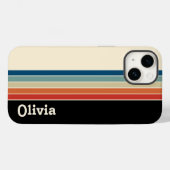 名前パーソナライズされたレトロストライプ Case-Mate iPhoneケース (裏面 (横))