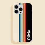 名前パーソナライズされたレトロストライプ Case-Mate iPhone 14ケース<br><div class="desc">独自の名前を作パーソナライズされた成するiPhoneケースとレトロなストライプデザインパターン。</div>