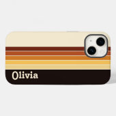 名前パーソナライズされたレトロストライプ Case-Mate iPhoneケース (裏面 (横))