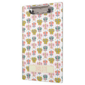 名前パーソナライズされたレトロピンク蝶の学生 クリップボード (左)